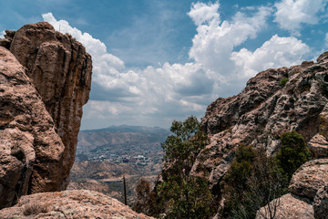 Mountain view with cloudy skies 