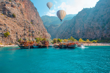 Tourists visit famous Butterfly Valley beach - Oludeniz, Turkey © muratart