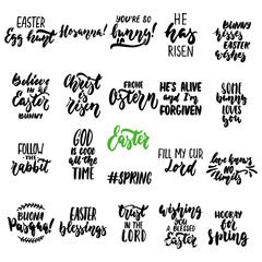 Hand drawn seasons set of lettering phrase about Easter isolated on the white background. Fun brush ink vector illustration for banners, greeting card, photo overlays.