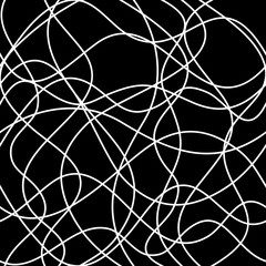 abstract wavy lines. vector seamless pattern. white lines on black background