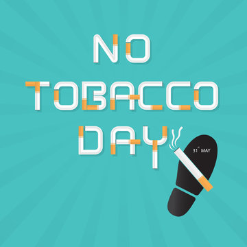 Shoe prints,foot prints and Quit Tobacco vector logo design template.May 31st World no tobacco day.No Smoking Day Awareness Idea Campaign.Vector illustration.