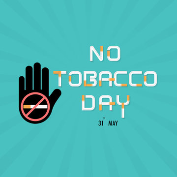 Human hands and cigarette.Quit Tobacco vector logo design template.May 31st World No Tobacco Day concept.Stop Smoking.No Smoking Day.No Tobacco Day Awareness Idea Campaign.Vector illustration.