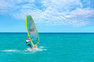 Female windsurfer in the sea - Cesme , izmir