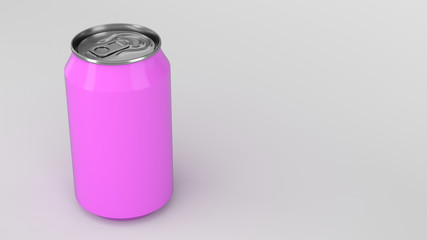 Blank small purple aluminium soda can mockup on white background