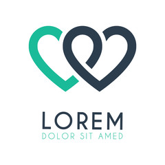 the two-hearted logo is green and blue which, when meeting each other, will form a white partition