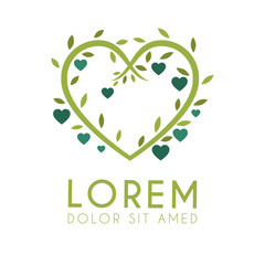 The curved green plant logo forms the heart