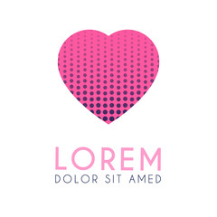 Pink heart logo with a purple halftone