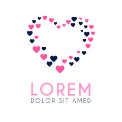 The heart logo is made up of many small hearts of purple and pink