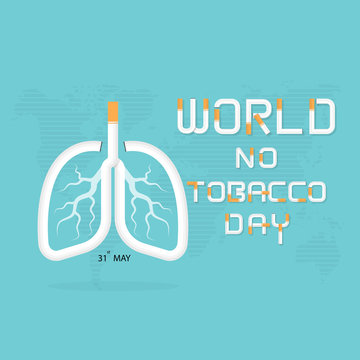 Lung and cigarette icon with Stop Smoking vector logo design template.May 31st World no tobacco day concept.No Smoking Day.No Tobacco Day Awareness Idea Campaign.Vector illustration.