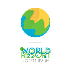 The earth logo is layered with orange, green, blue color with version to 0.9