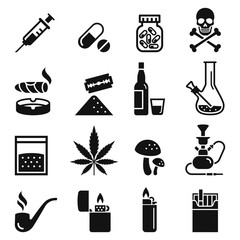 Drug icons. Vector illustrations.