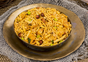 Indian Delicious And Crunchy Mix Namkeen Food Also Know As Mixture, Chivda, Farsan, Namkin, Nimco...