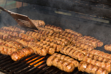 Meat rolls on the grill