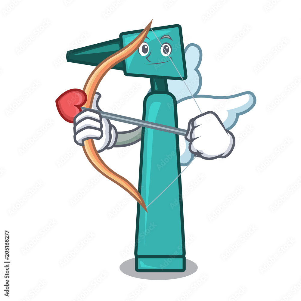 Poster Cupid otoscope character cartoon style