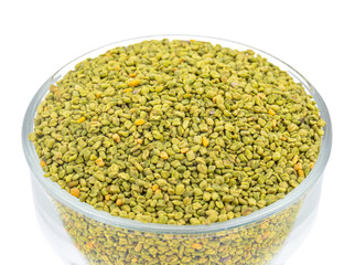 Green Fenugreek Seeds Also Know as Methi Seeds in India isolated on White Background