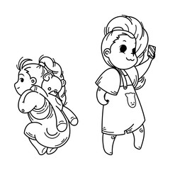 Cute cartoon kids. Vector and illustration.