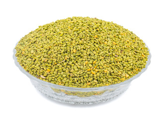 Green Fenugreek Seeds Also Know as Methi Seeds in India isolated on White Background