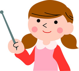 Pointing girl with pigtails 3