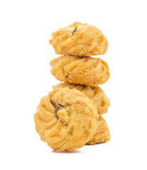 Salted Flavor Small Cumin Cookies or Biscuits Also Know as Nan Khatai or Jeera Cookies is a tea time Snack. Little Sweet and Little Salty isolated on White Background