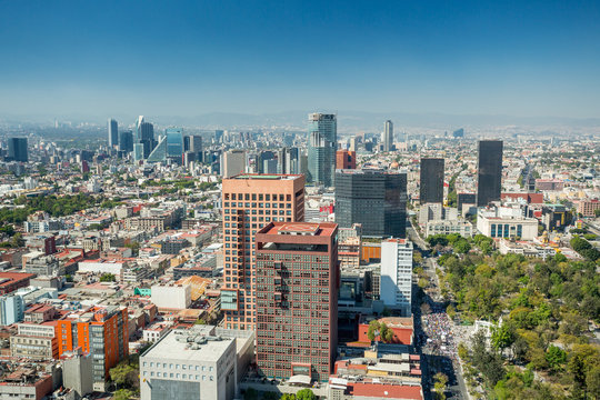 Mexico City skyline aerial view
