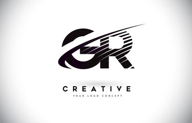 GR G R Letter Logo Design with Swoosh and Black Lines. - obrazy, fototapety, plakaty
