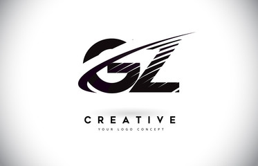 GZ G Y Letter Logo Design with Swoosh and Black Lines.