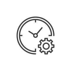 Time Management outline icon. linear style sign for mobile concept and web design. Clock with gear simple line vector icon. Symbol, logo illustration. Pixel perfect vector graphics