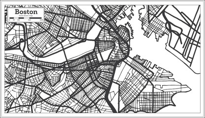 Boston USA City Map in Retro Style. Outline Map.