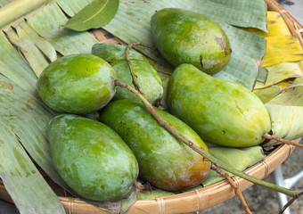Mango from the garden, taste sweet, crisp.