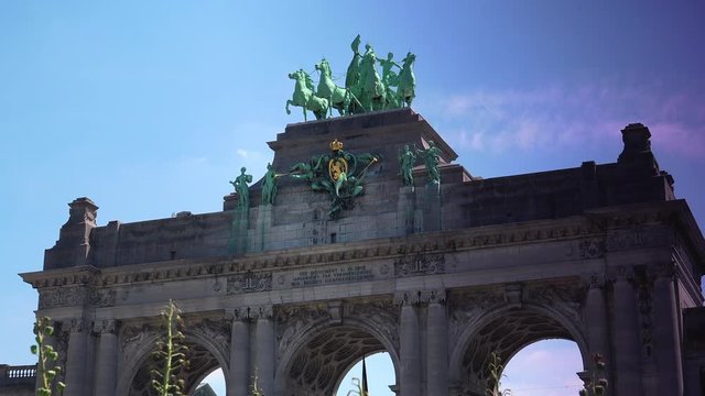Brussels Triumphal Arch monument at Cinquantenaire park.