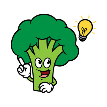 Cartoon Broccoli Character With Idea