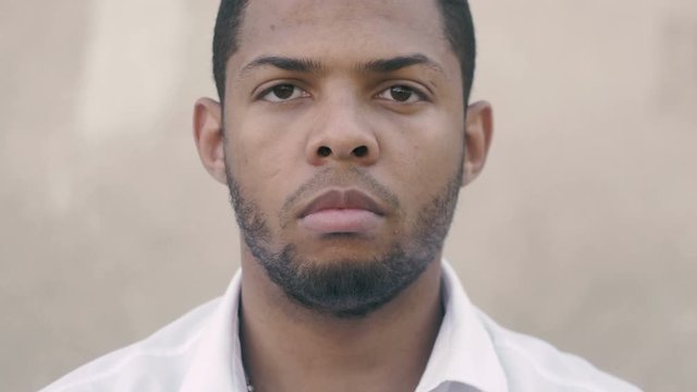 Close up Portrait of Young African American man outdoor