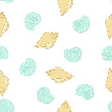 pattern with shells on white