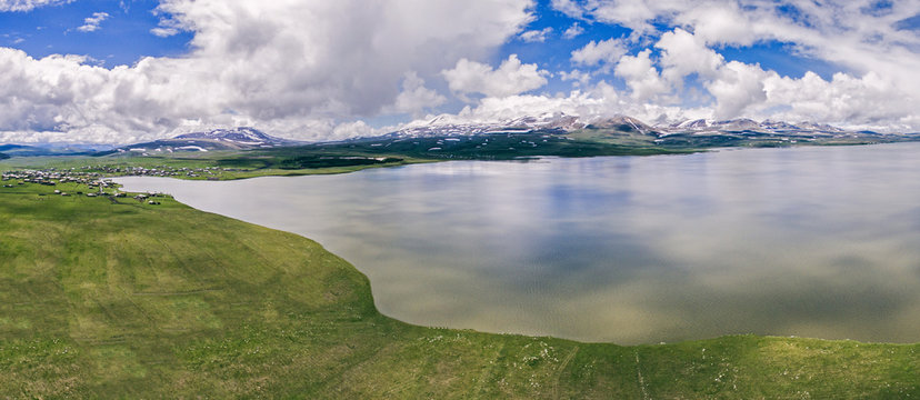 Paravani lake drone view  Javakheti, Georgia