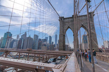 The Brooklyn Bridge with New York skyline
