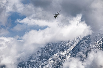 Fototapeta na wymiar Kazbegi Mountain - Georgia Helicopter