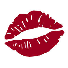 Imprint of a kiss. Red lipstick. Lips in a kiss. Vector Illustration