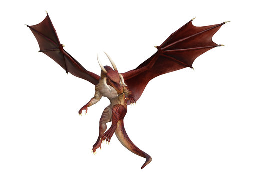 3D Rendering Fairy Tale Dragon on White