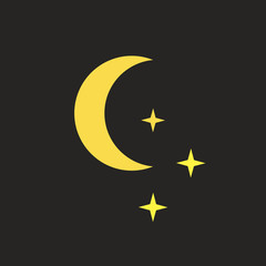 Obraz na płótnie Canvas Moon vector icon on black background