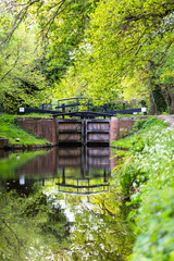 Water gates on Bansigstoke Canal in Woking, Surrey