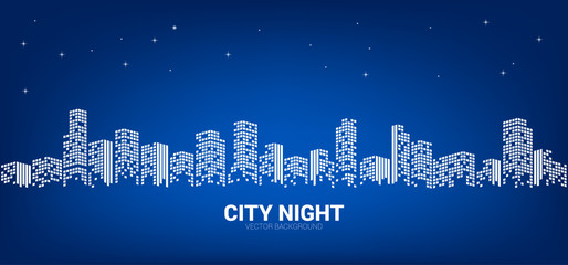 Panorama city night background with starry sky © Panithan