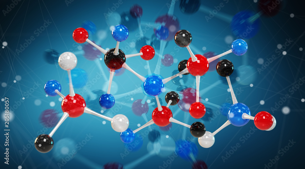 Aufkleber Modern digital molecule structure 3D rendering