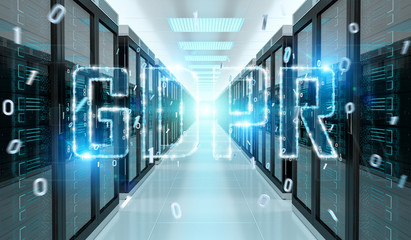 Fototapeta premium Digital GDPR interface in server room 3D rendering