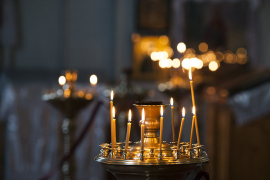 church candles. Burning candles