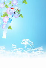 暑中見舞い あじさい すいか 背景 Wall Mural Wallpaper Murals J Boy