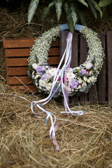 wedding bouquet, wedding wreath, wedding decoration.
