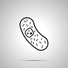 Primitive living cell with core and mitochondria, simple black icon