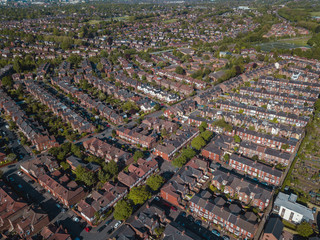 Aerial Houses Residential British England Drone Above View Summer Blue Sky Estate Agent