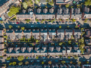 Aerial Houses Residential British England Drone Above View Summer Blue Sky Estate Agent