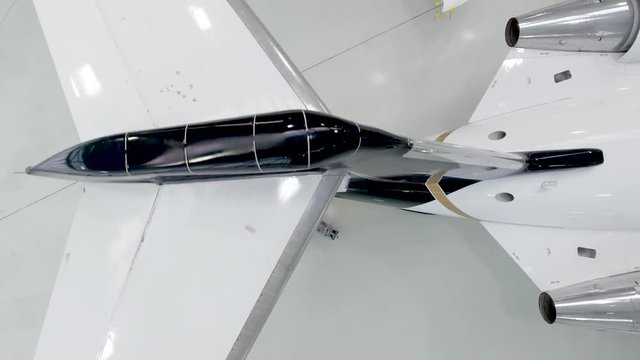 Business Privat Jet In A Aircraft Hangar 4k